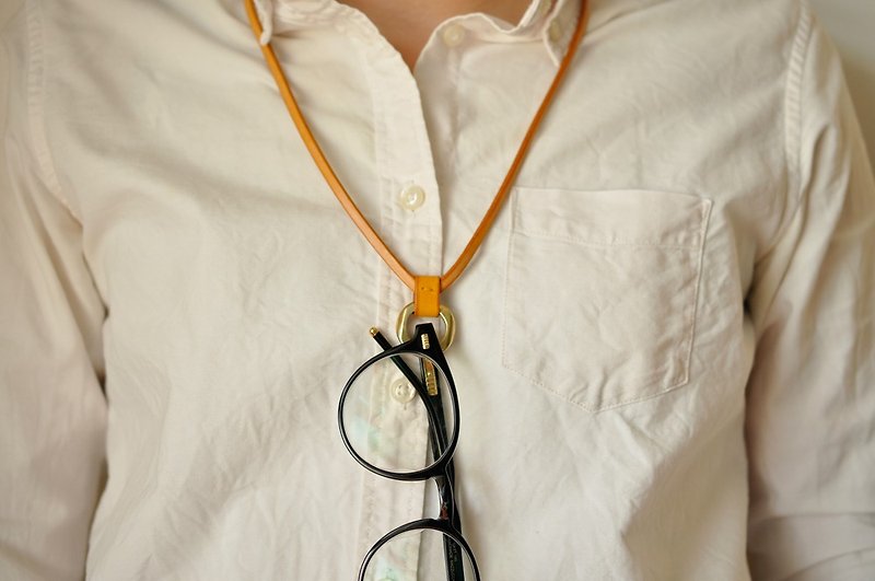 BT06　Sean 眼鏡帶-銘黃 - 項鍊 - 真皮 黃色