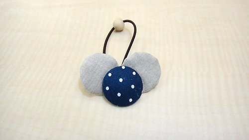 alma-handmade 手感布包釦髮束 - 藍水玉