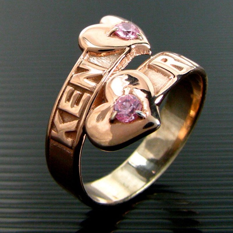 Customized.925 sterling silver jewelry NCRC00011B-overlapping couple ring (heart-to-heart diamond version) - แหวนทั่วไป - โลหะ 