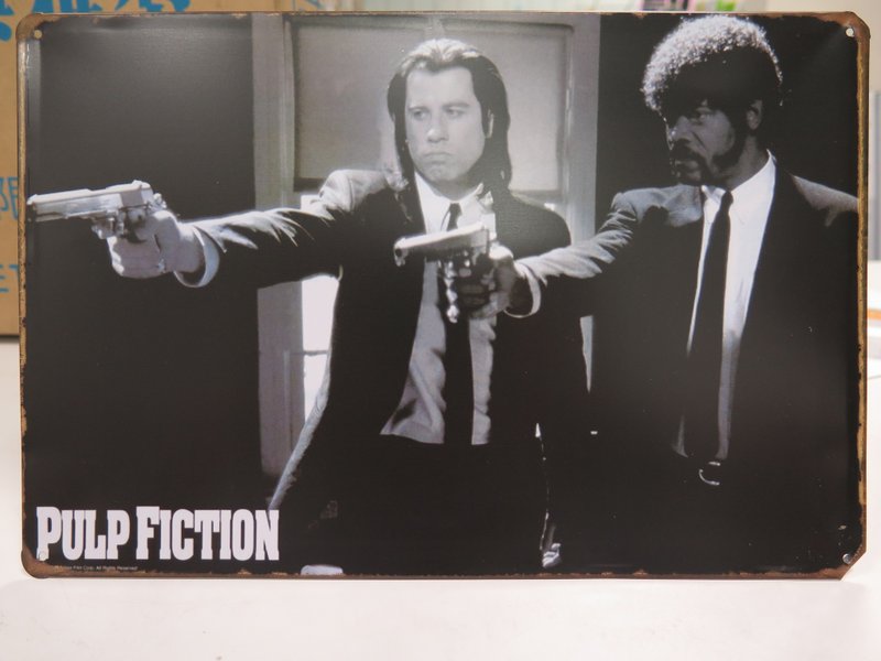 馬口鐵掛牌系列 l 愛上電影 l 黑色追緝令Pulp Fiction l - 壁貼/牆壁裝飾 - 其他金屬 黑色