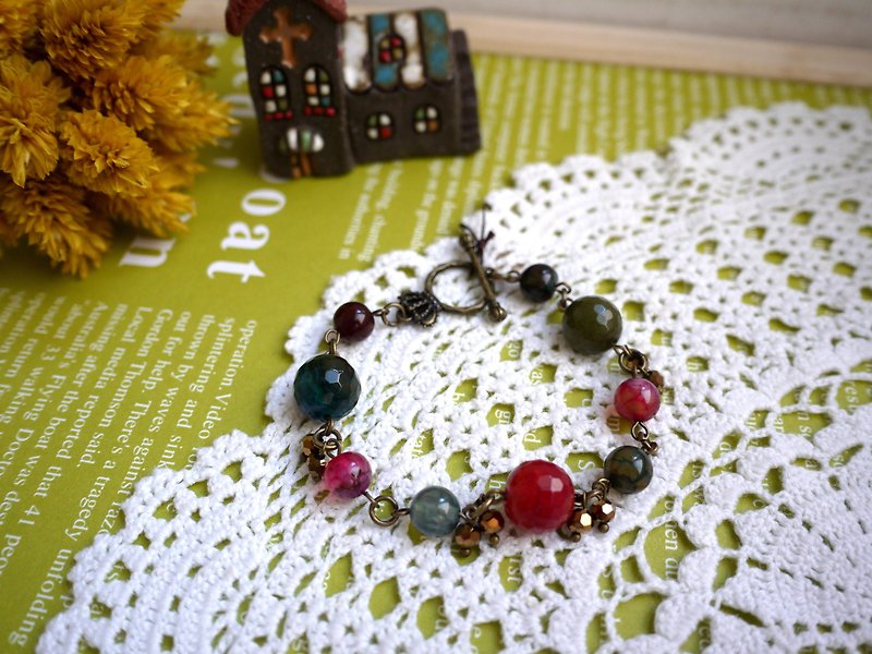Paris. Happiness hand made. ZAKKA. Rainbow world. Colorful agate crown jade bracelet. - Bracelets - Other Materials Multicolor