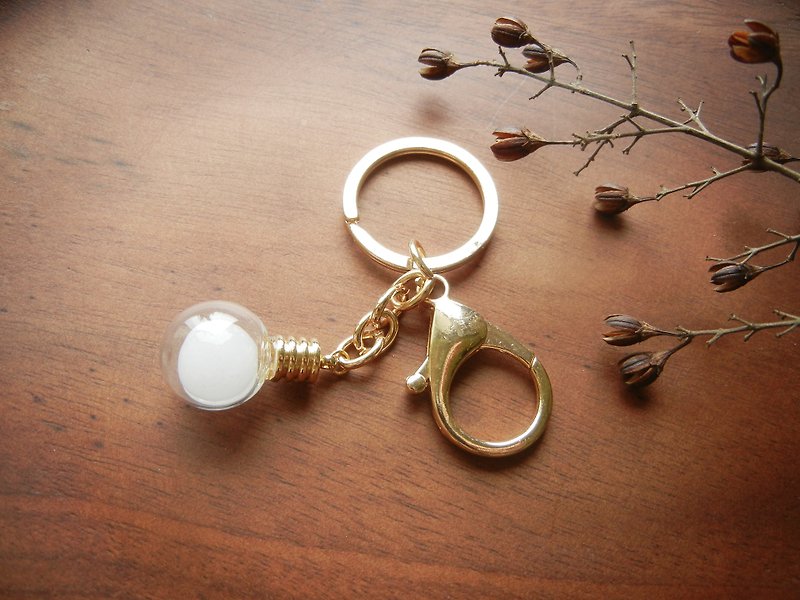 *coucoubird*White woven bulb crystal pendant - Keychains - Glass White