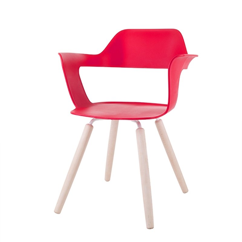 MUSE Mu Division_Four-legged Chair/Nude Red | Wood Grain Feet (Products are only delivered to Taiwan) - เฟอร์นิเจอร์อื่น ๆ - พลาสติก สีแดง