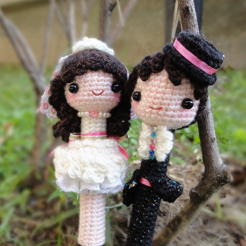 "Hand-made Woolen Yarn" Wedding Style Signature Pen ♥ Ｑ Baby Western-style Yarn ♥ - Stuffed Dolls & Figurines - Other Materials Black