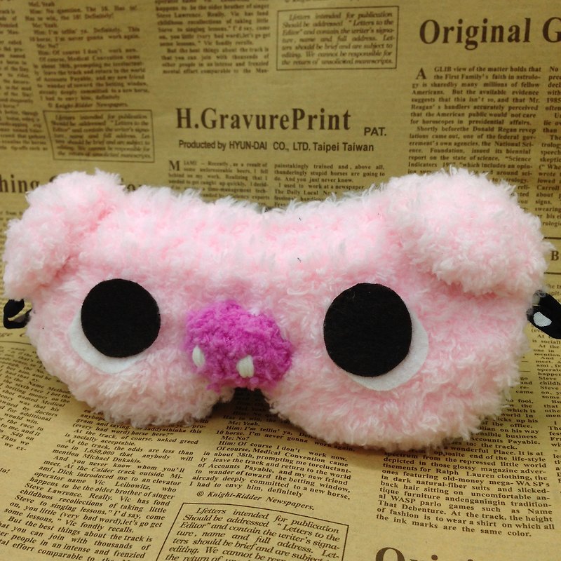 粉紅小豬-毛線編織 眼罩 遮光眼罩 睡眠眼罩 助眠神器 - 床包/寢具 - 其他材質 粉紅色