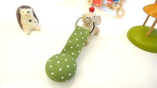 alma-handmade 手感布釦鑰匙圈 - 綠水玉