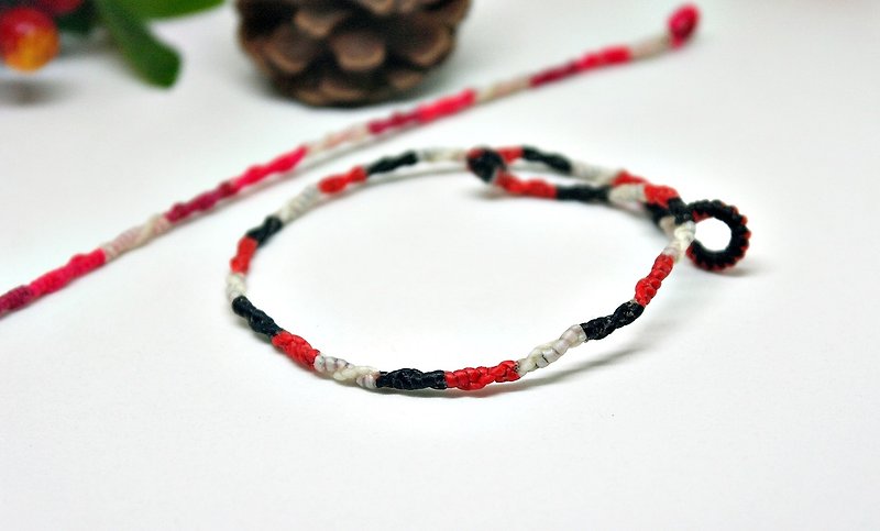 Hand-knitted silk Wax thread style <volume> -Anklet series- //You can choose your own color// - กำไลข้อเท้า - ขี้ผึ้ง สีแดง