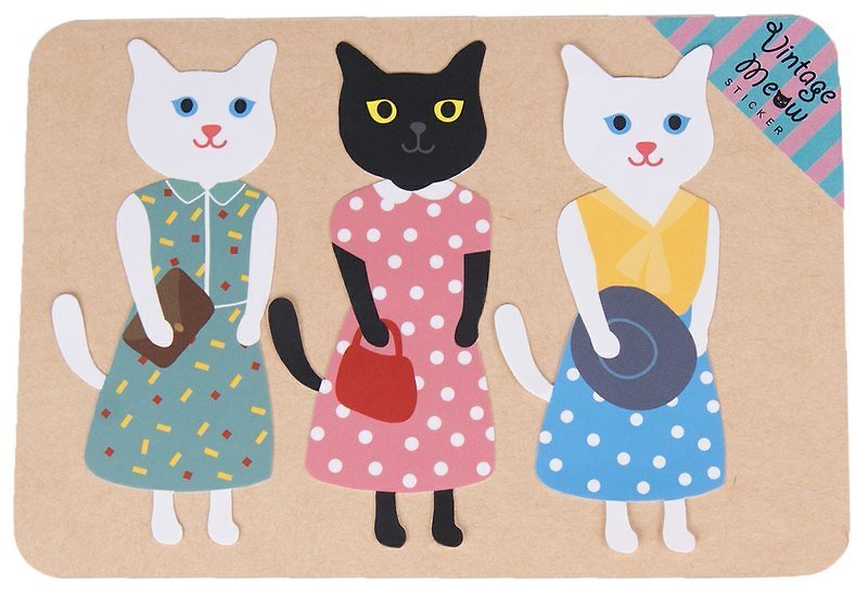 Vintage Meow Stickers Set -  Summer (includes 3) - สติกเกอร์ - กระดาษ หลากหลายสี