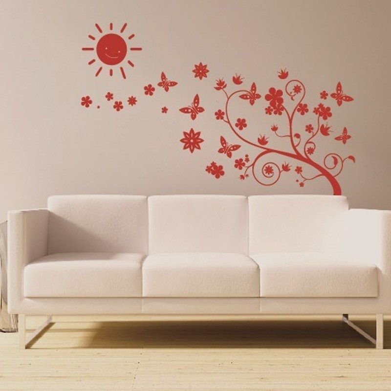 "Smart Design" Creative Seamless Wall Sticker◆Sunflower Butterfly - ตกแต่งผนัง - พลาสติก 