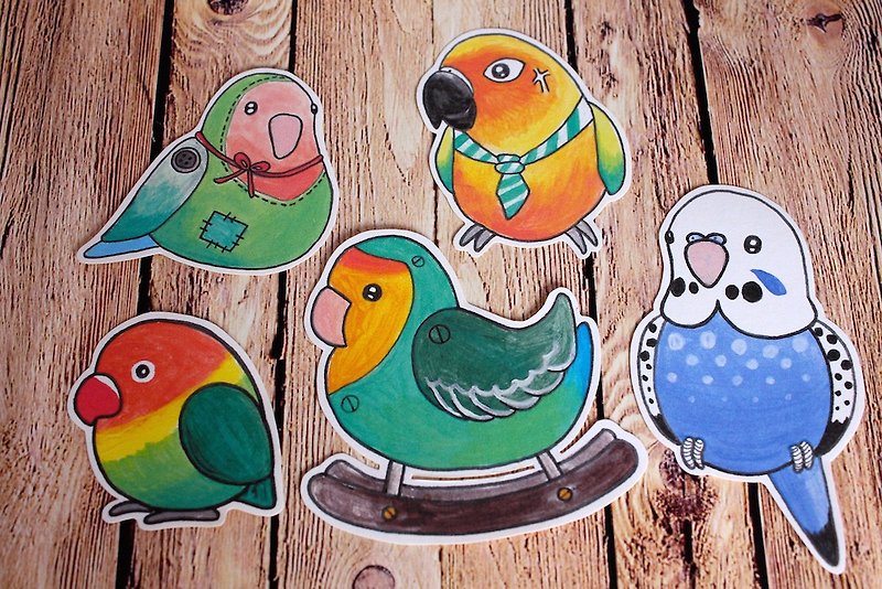 Happiness is defined. Happiness Only. I love parrot sticker set - สติกเกอร์ - กระดาษ หลากหลายสี