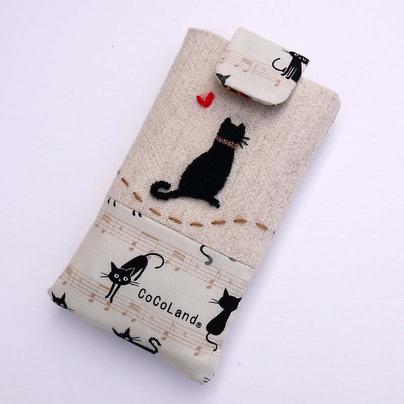 Black embroidered cell phone pocket (M) - Other - Other Materials 
