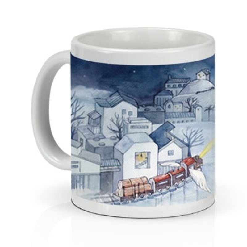 Mug / coffee cup / flat【Glimmer train】 - Mugs - Porcelain 