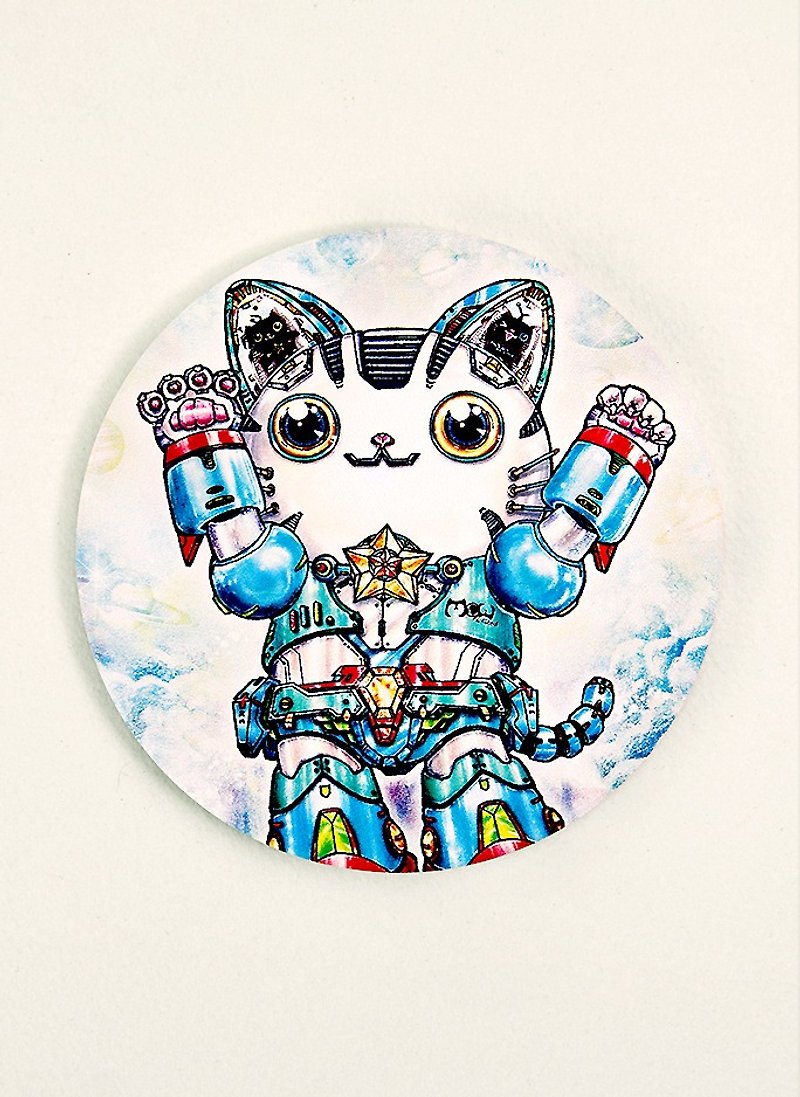 Ceramics | Absorbent Coaster | Hot and Cold- Robotic Cat - Coasters - Other Materials 