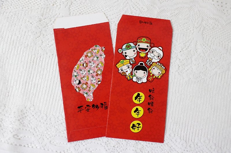 六福神 赤パック (8個入り) - ご祝儀袋・ポチ袋 - 紙 