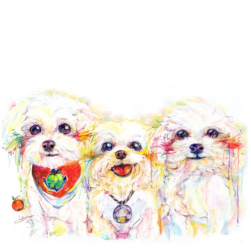 Pet Portrait pet portrait / 21x30cm (8x12 inches) / three to one / colored pencil - Other - Paper Multicolor