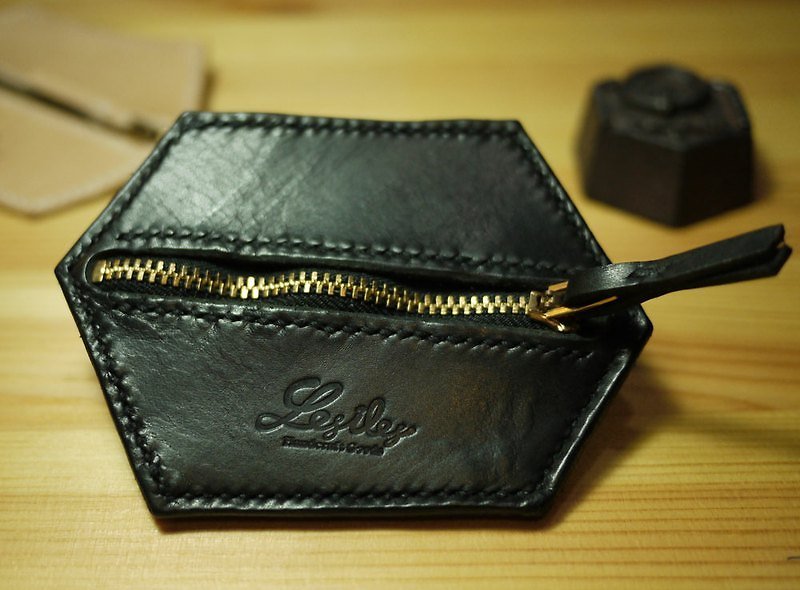 The coin purse of life companion - กระเป๋าใส่เหรียญ - หนังแท้ สีดำ