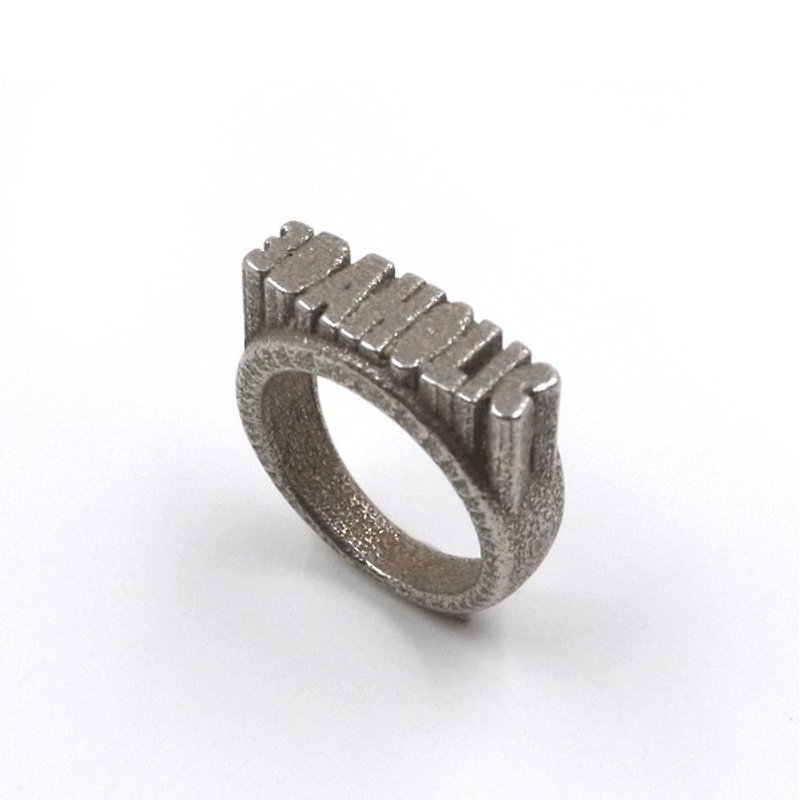 客製化飾物戒指  - 三維打印 x Pop out Ring x 個人化 - 戒指 - 其他金屬 灰色
