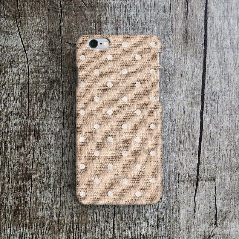 Polka Dots, Linen - Designer iPhone Case. Pattern iPhone Case. One Little Forest - Phone Cases - Plastic Brown
