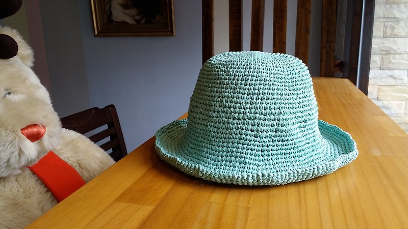 Straw Hat - Green Lake - หมวก - ผ้าฝ้าย/ผ้าลินิน สีเขียว
