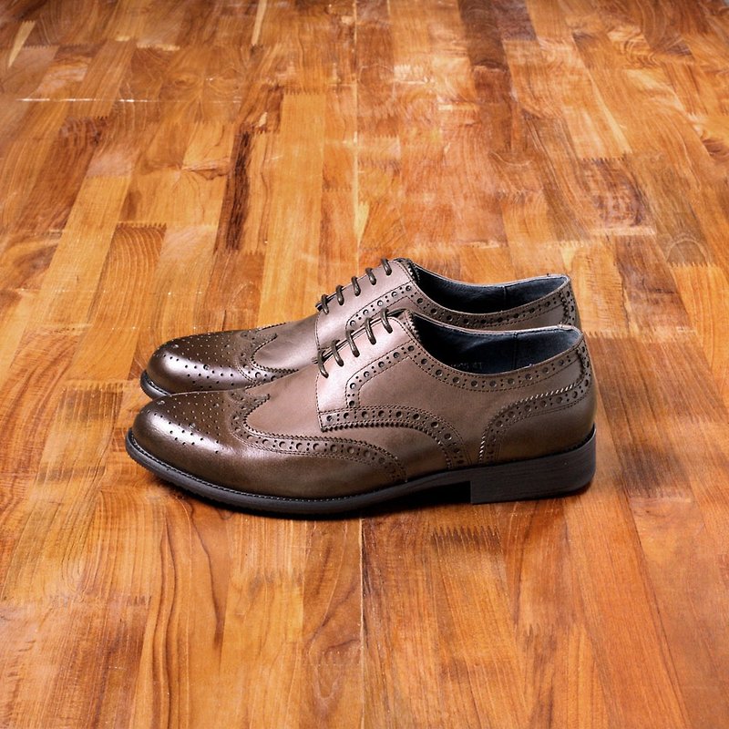 Vanger graceful ‧ hand-made three-dimensional rub color wing carved Derby shoes Va205 deep coffee - Men's Leather Shoes - Genuine Leather Brown