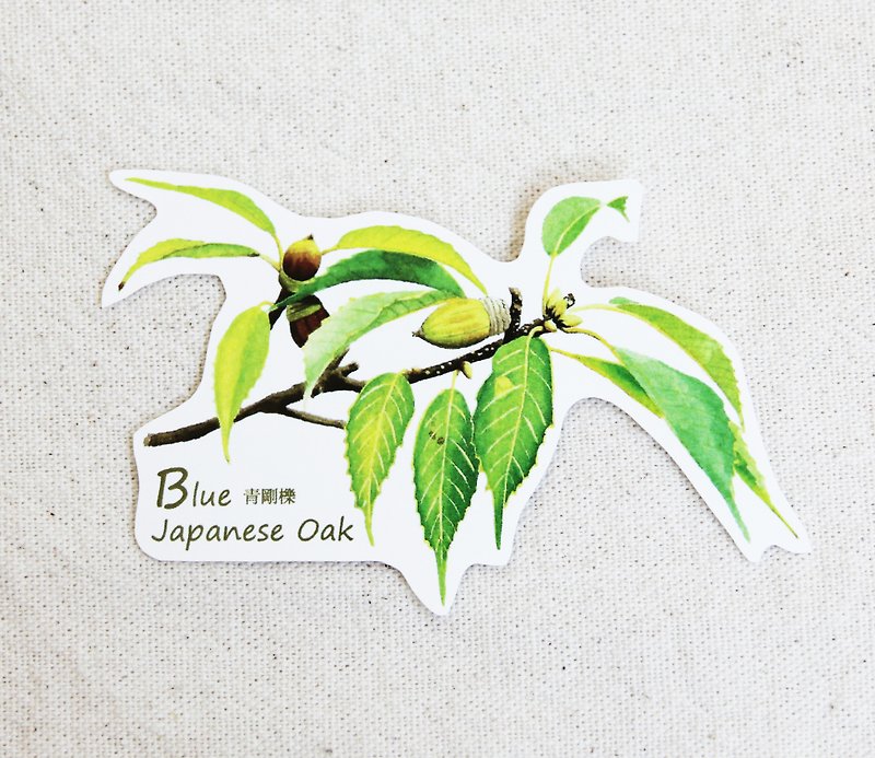 Xiang-NSJ hand-painted green oak sticker - Stickers - Paper Multicolor