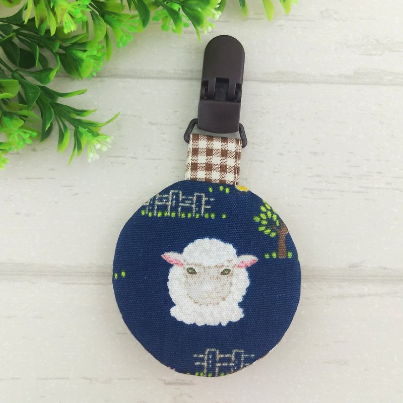 Sheep Farm - 2 colors available. Circular peace symbol bag (can increase 40 embroidered name) - Omamori - Cotton & Hemp Blue