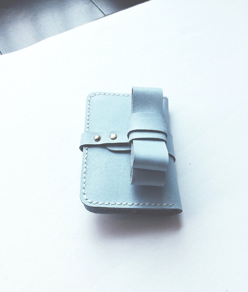 Leather mini wallet purse all purpose for card and money notes - กระเป๋าคลัทช์ - หนังแท้ สีน้ำเงิน