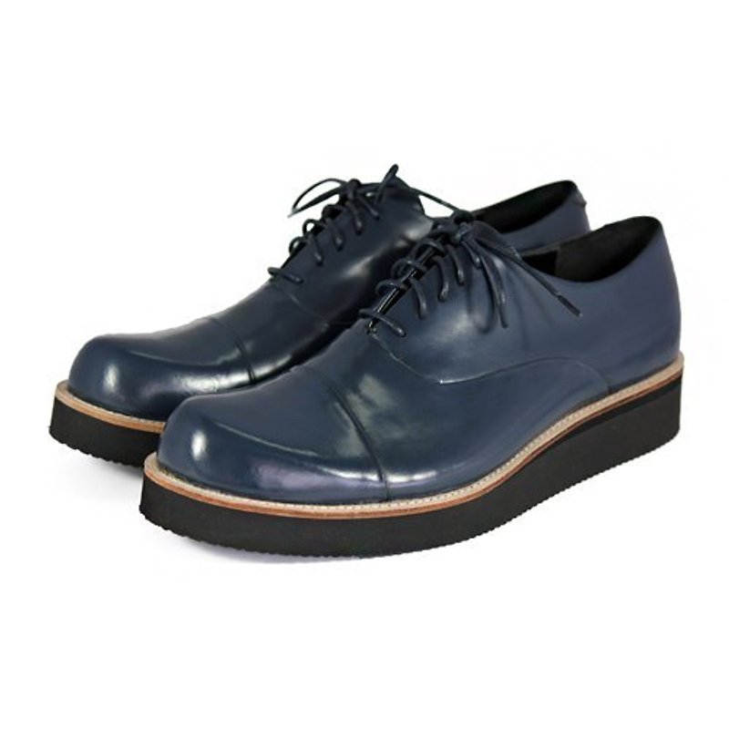 Leather sneakers Wine Cup M1127 Midnight Blue - Men's Oxford Shoes - Genuine Leather Blue