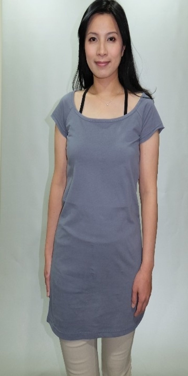 Gain Giogio100% organic cotton (female) solid wide collar Long T (pop ash) - Women's T-Shirts - Cotton & Hemp White