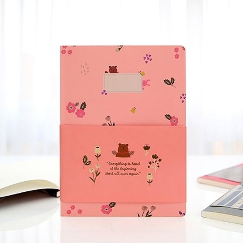 Dessin x Monopoly- Toffee bears interest striped pink notebook L- garden, MPL20675 - สมุดบันทึก/สมุดปฏิทิน - กระดาษ สึชมพู