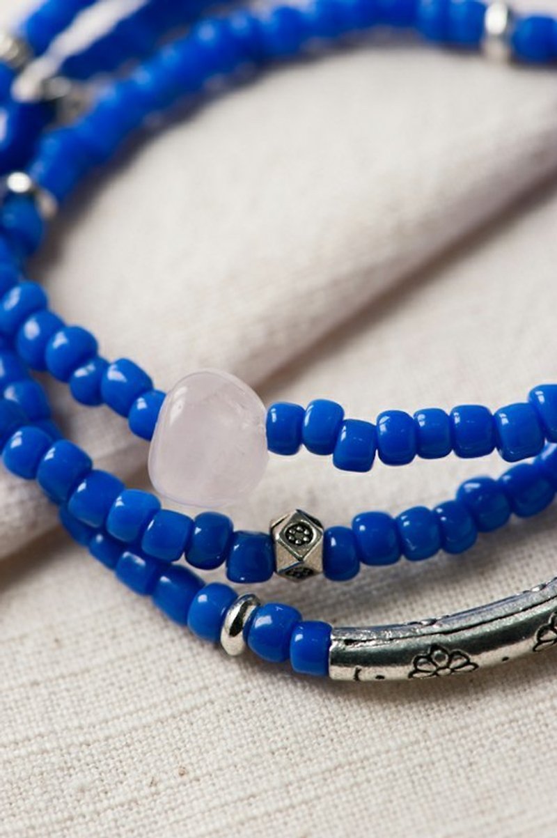[] Woody'sHandmade firmament. Sapphire glass bracelets group Sky-blue Liu-li bracelet (set) - Bracelets - Other Materials Blue