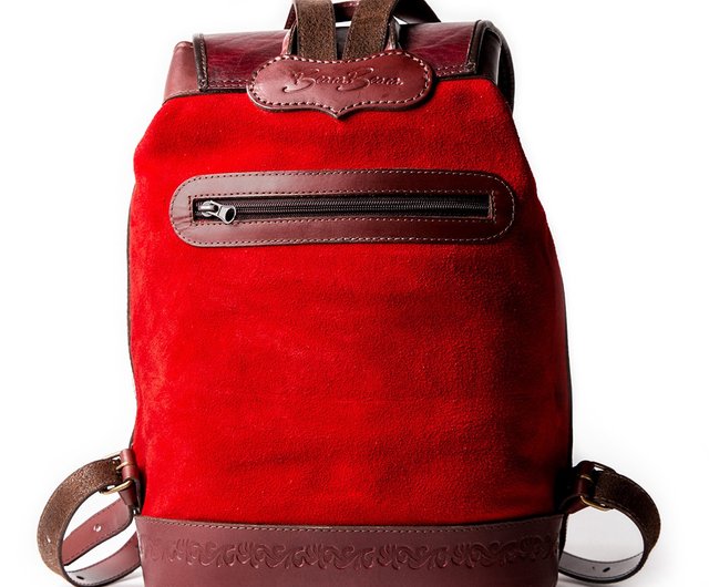 Mochata Ethnic Suede Backpack Red Shop Beara Beara Backpacks