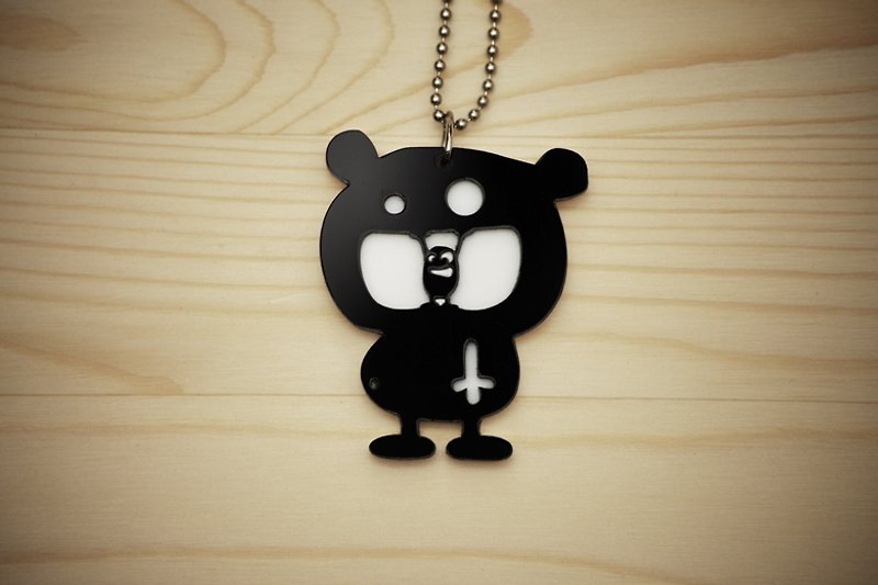 【Peej】‘I Love To Eat’ Double layered Acrylic key chains/necklaces - Necklaces - Acrylic Black