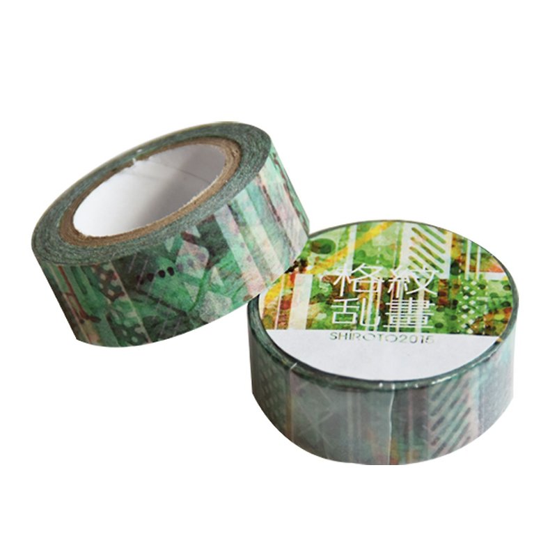 タータンチェック落書き（グリーン） - 紙テープ - マスキングテープ - 紙 グリーン
