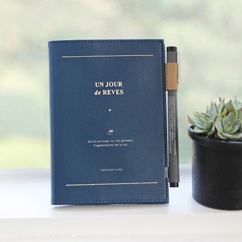 Dessin x Iconic- book collection time A6 leather notebook clothes - navy blue, ICO99903 - Notebooks & Journals - Other Materials Blue