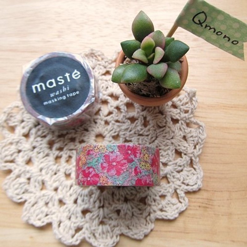 maste Masking Tape and paper tape Multi series [Small Floral - Red (MST-MKT18-RE)] - Washi Tape - Other Materials Red