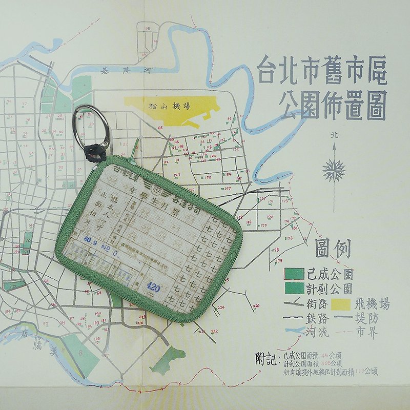 Zi Zuo Zi Shou- MRT card/ coin pouch –Bus monthly pass design - กระเป๋าใส่เหรียญ - ผ้าฝ้าย/ผ้าลินิน สีเขียว