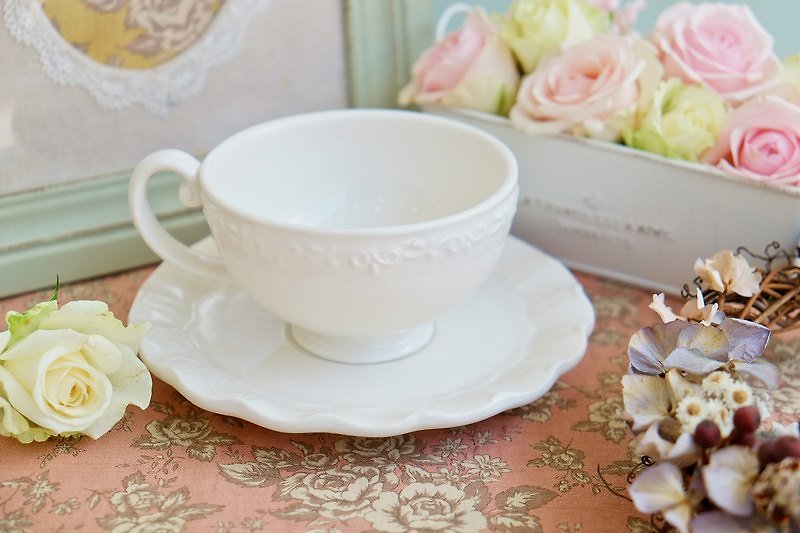 {HighTea下午茶杯盤組} 奶白 ~倫敦進口，復古純正英倫血統~ - Teapots & Teacups - Other Materials White