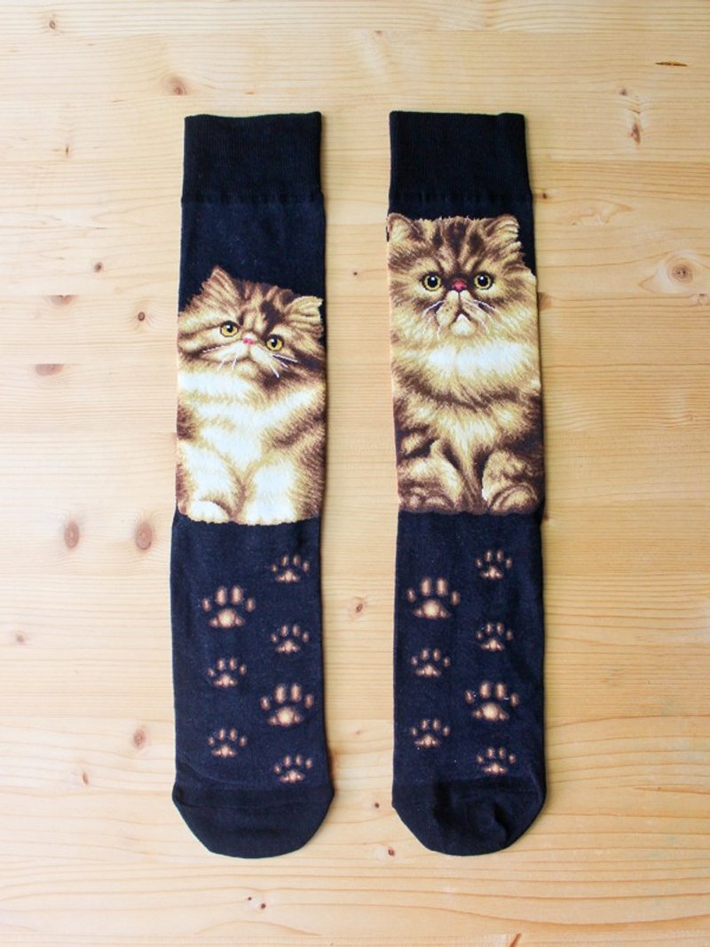 JHJ Design Canadian Brand High Color Knitted Cotton Socks Cat Series Jin Jira Men - Socks - Other Materials Black