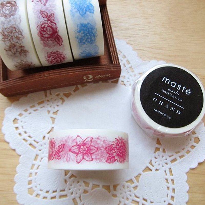 maste Masking Tape and paper tape [French flowers - pink (MSG-MKT13-PK)] - Washi Tape - Paper Pink