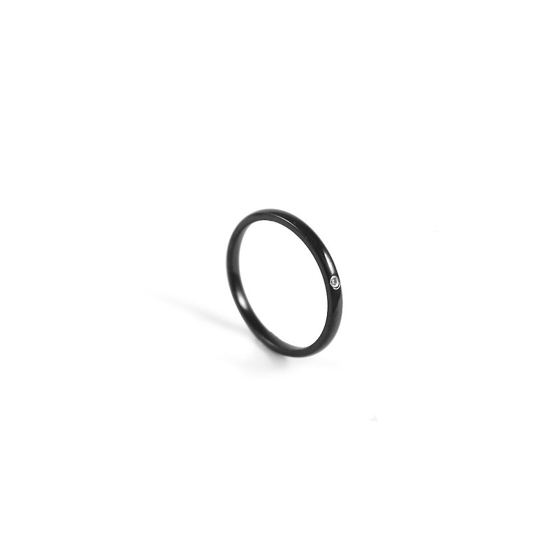 Bibi Fun Selection Series-Small Diamond Ring/Black-Stainless Steel Ring End Ring - General Rings - Stainless Steel Black
