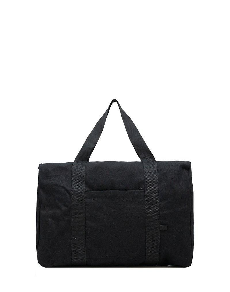 BLACK CANVAS DUFFLE BAG - กระเป๋าแมสเซนเจอร์ - ผ้าฝ้าย/ผ้าลินิน 
