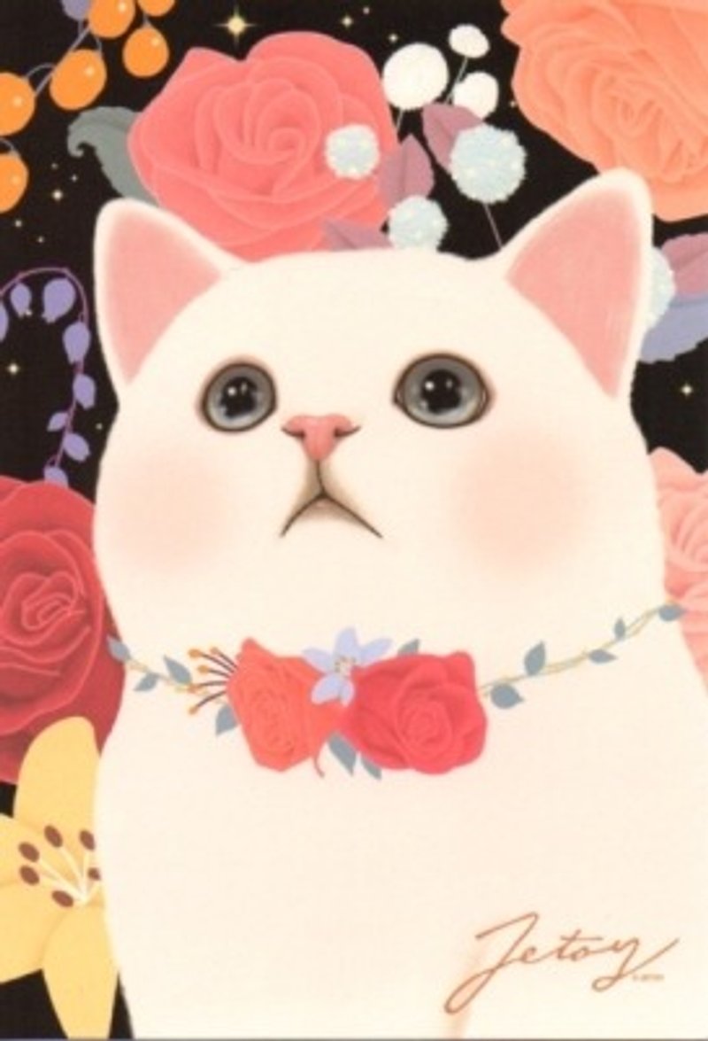 Jetoy, choo choo sweet cat Night Series postcards (J1210602) Cat Christmas Card - Cards & Postcards - Paper Multicolor