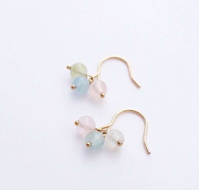 | Touch of moonlight | Morgan finest natural stone Aquamarine package k gold earrings - Earrings & Clip-ons - Gemstone Multicolor