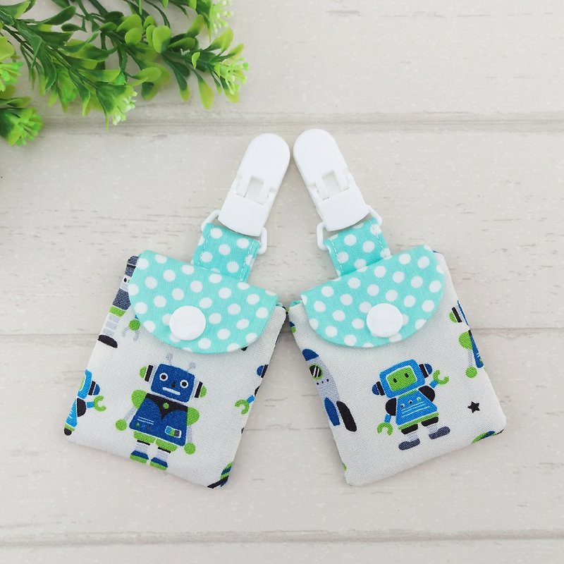 Space robot -4 optional. Safe bag / blessing bag / key ring (can be added 40 embroidery name) - Bibs - Cotton & Hemp Blue