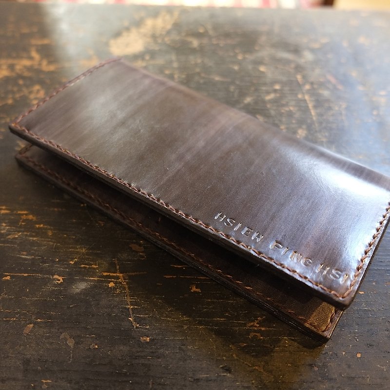 Basic-Natural vegetable tanned leather Japanese hand stitched thread - Wallets - Genuine Leather Multicolor