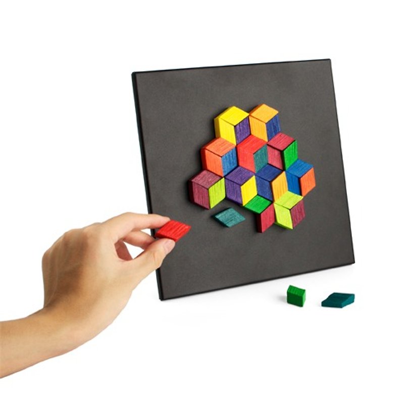 Wooden colorful relief playableART*Magnet Relief - Diamond - Items for Display - Wood Multicolor