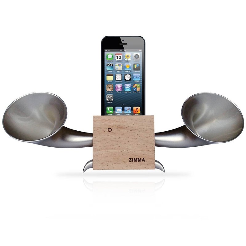 百貨福利品!ZIMMA-立體雙聲道擴音器 專屬 iPhone SE以下機種 - 藍牙喇叭/音響 - 木頭 咖啡色