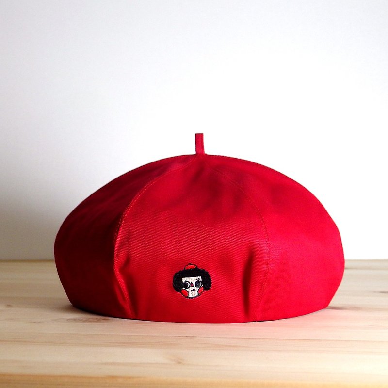 Red Hat / Lady Beret - หมวก - ผ้าฝ้าย/ผ้าลินิน สีแดง
