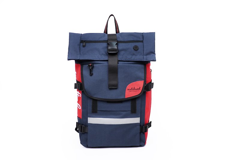 大容量後背包 Matchwood Rider 17吋防水筆電後背包 海軍藍紅款 - 後背包/書包 - 防水材質 藍色